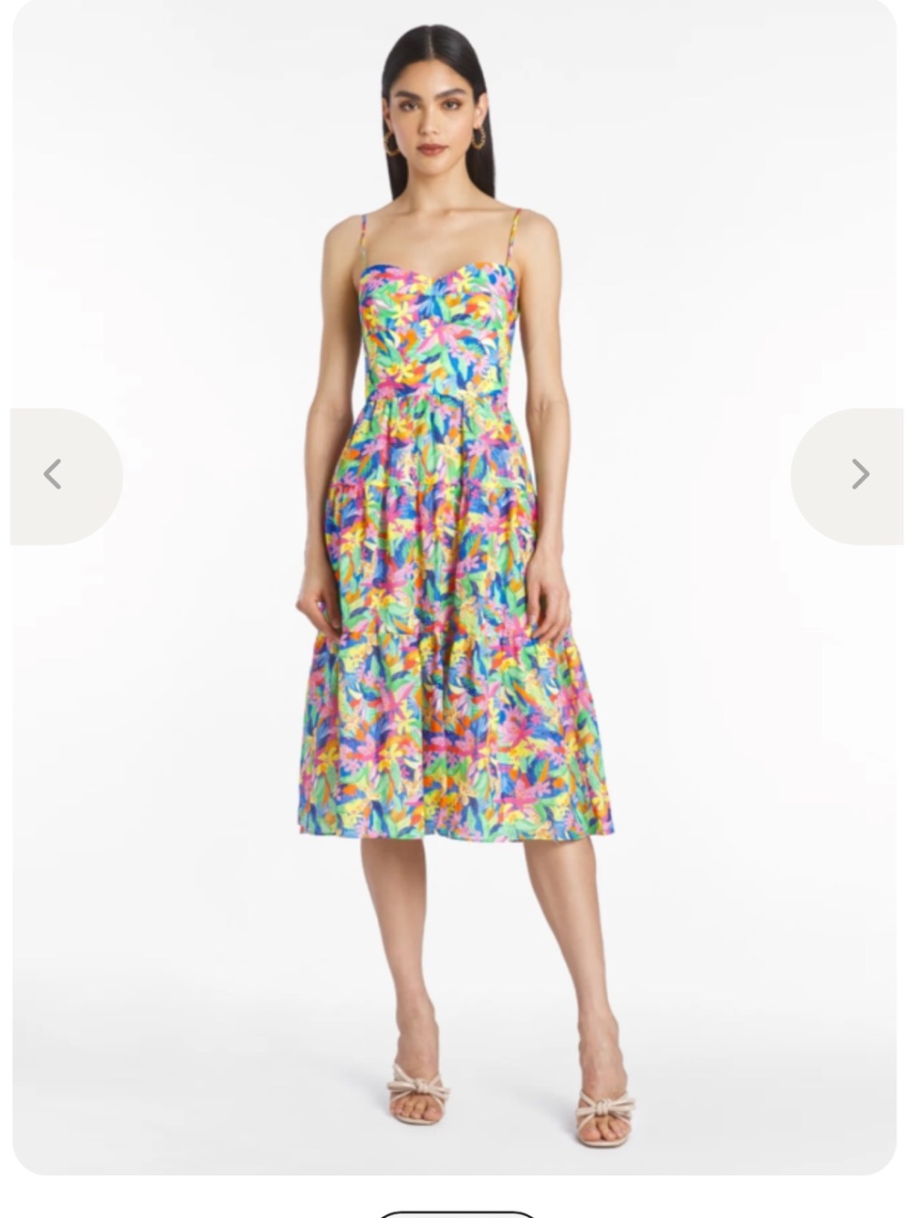 Amanda Uprichard Multicolor Tropical-Print Tie-Strap Midi Dress
